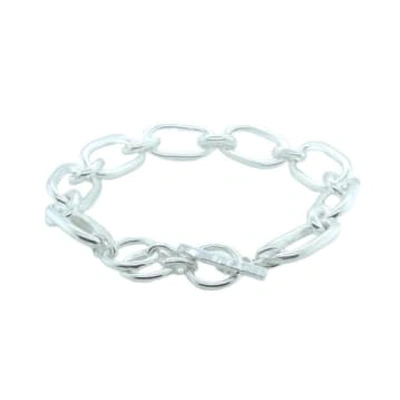 Spoiled Life Gem Bazaar Double Link Silver Chain Bracelet In Metallic