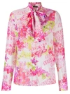 Versace Bow Neck Detail Printed Shirt In Pink