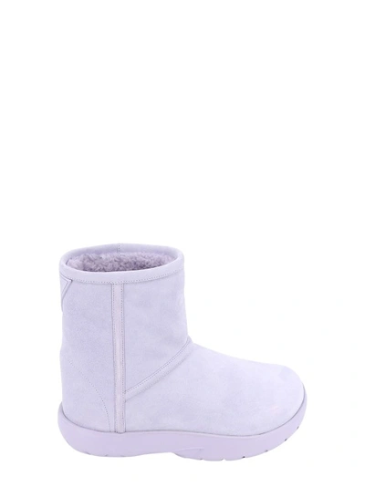Bottega Veneta Purple Snap Ankle Boots In White