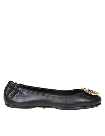 TORY BURCH TORY BURCH MINNIE BALLERINA IN BLACK LEATHER