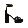 Balmain Block Heel Leather Sandals With Crossover Detail In Black