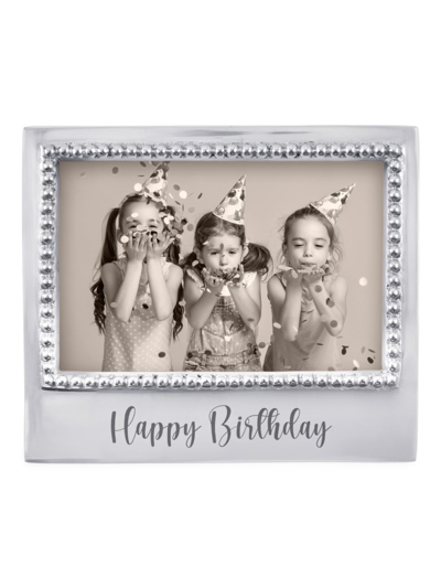 Mariposa Beaded Happy Birthday Frame In Silver