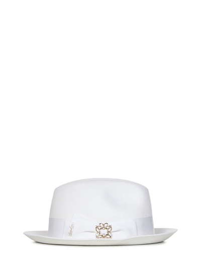 Elie Saab X Nila Borsalino Logo Belt Embellished Hat In White