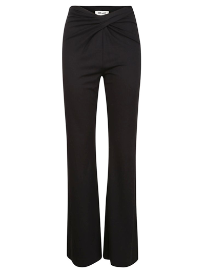 Diane Von Furstenberg High Waist Ruched Trousers In Black