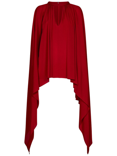 Elie Saab Draped Silk Top In Red