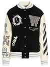 Off-white Varsity Bomber Jacket With Patches In Black