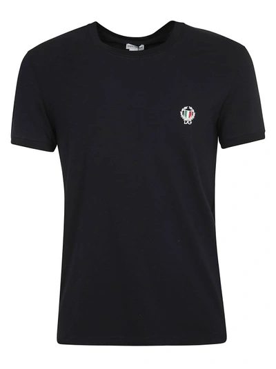 Dolce & Gabbana Blue Navy Cotton Round Neck T-shirt In Blu Scurissimo 1