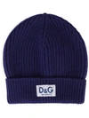 DOLCE & GABBANA NAVY BLUE VIRGIN WOOL BEANIE