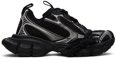 Balenciaga Men's 3xl Low-top Mesh Sneakers In Black Metallic