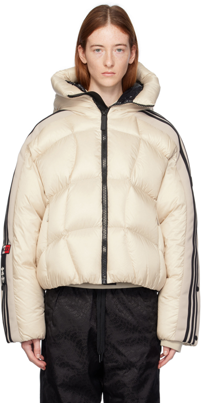 Moncler Genius + Adidas Originals Cropped Hooded Striped Quilted Shell Down Jacket In 265 Stone