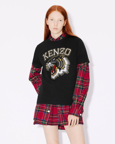 Kenzo Elephant' Loose Embroidered T-shirt Black