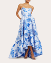 Mestiza Women's Georgiana Tiered Floral-print Satin Gown In White