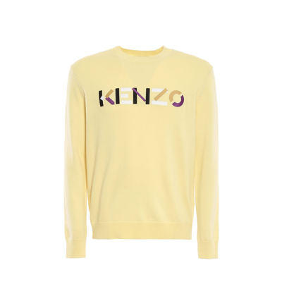 Kenzo Logo Wool Sweater In Yellow