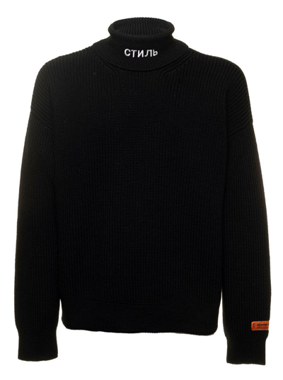 Heron Preston Ribbed Knit Rollneck Jumper In Black