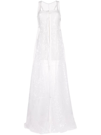 Jacquemus Long Negligee Dress With Ribbon In White