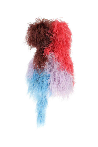 Attico Keri Feather-embellished Minidress In Multicolor