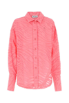 Attico Oversize Geranium-colored Cotton Zebra Fil Coupè Shirt In Pink