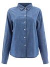 Aspesi Regular Fit Denim Shirt With Classic Collar In Blue