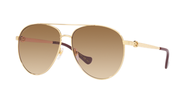Gucci Brown Pilot Ladies Sunglasses Gg1088s 002 61 In Gold