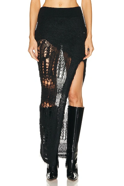 Rick Owens Spider Ziggy Midi Skirt In 09 Black