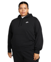 Nike Women's  Sportswear Club Fleece Pullover Hoodie (plus Size) In Black,white