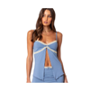 Edikted Sorely Lace Trim Split Front Camisole In Blue