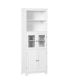 HOMCOM 63" SMALL BUFFET WITH HUTCH, 4-DOOR KITCHEN PANTRY, FREESTANDING STORAGE CABINET WITH ADJUSTABLE SHE