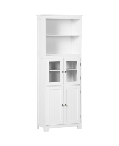 Homcom 63" Small Buffet With Hutch, 4-door Kitchen Pantry, Freestanding Storage Cabinet With Adjustable She In White