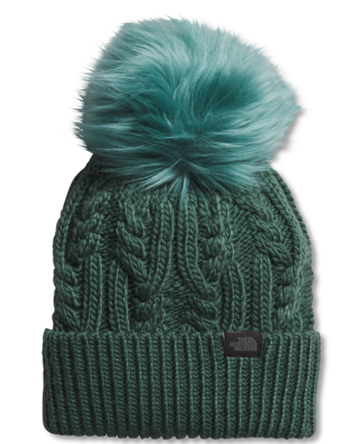 The North Face Women's Oh Mega Cable Knit Pom Pom Beanie In Dark Sage