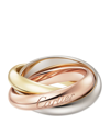 CARTIER LARGE WHITE, ROSE AND YELLOW GOLD TRINITY RING