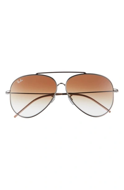 Ray Ban Reverse 62mm Gradient Oversize Pilot Sunglasses In Gunmetal