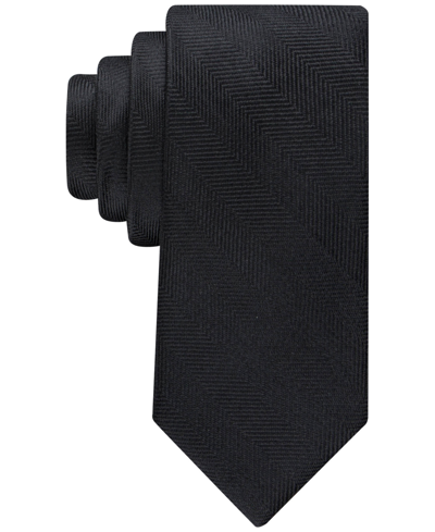 Tommy Hilfiger Men's Camden Solid Stripe Tie In Black