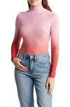 Afrm Mock Neck Mesh Top In Holiday Ombre