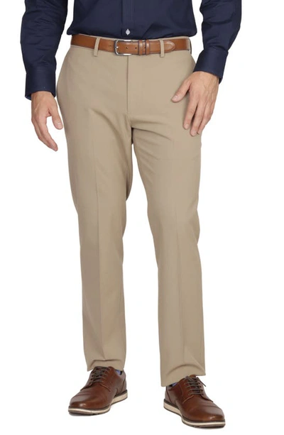 Tailorbyrd Classic Fit Flat Front Dress Pants In Taupe