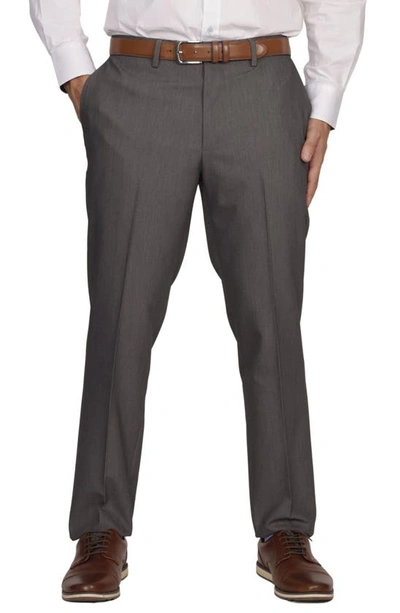 Tailorbyrd Classic Fit Flat Front Dress Pants In Charcoal Heather