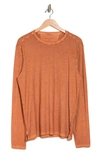 John Varvatos Crewneck Long Sleeve T-shirt In Burnt Clay