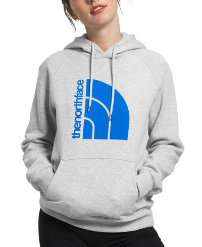 The North Face Women's Jumbo Half Dome Pullover Hoodie In Tnf Light Grey Heather,optic Blue