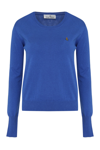 Vivienne Westwood Orb-embroidered Cotton-cashmere Jumper In Blue