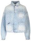 Amiri Logo Jacquard Denim Workwear Jacket In Light Blue