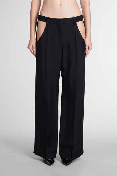 Mugler Cut-out Wide-leg Tailored Trousers In Black