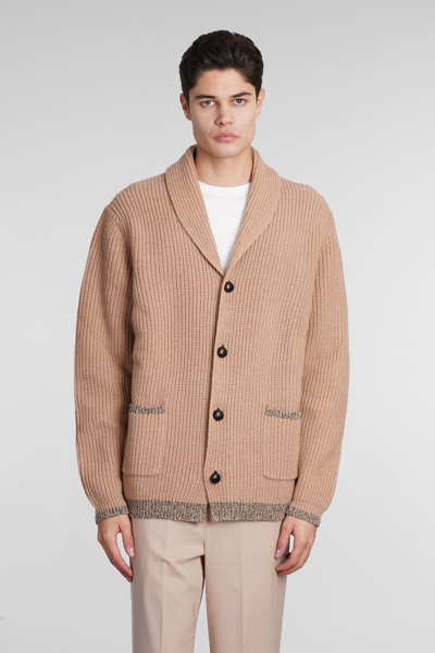 Ballantyne Contrast-trim Ribbed-knit Wool Cardigan In Brown