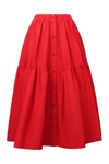 Patou Button-up Tiered Midi Skirt In Red