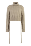 Mm6 Maison Margiela Roll-neck Cable-knit Jumper In Beige