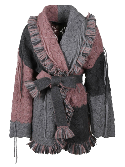 Alanui Antarctic Dream Patchwork Cardigan In Grey