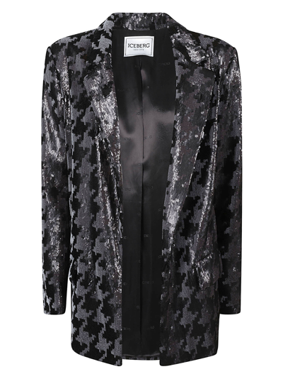 Iceberg Dogtooth-print Sequinned Blazer In 9000