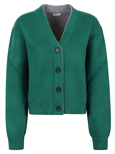 N°21 Double Sided Bicolour Cardigan In Green