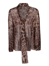 Dolce & Gabbana Leopard-print Silk Chiffon Blouse In Brown