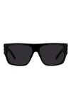 Givenchy 4g Rectangular Sunglasses In Shiny Black / Smoke