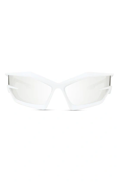 Givenchy Givcut Nylon Wrap Sunglasses In White Smoke Mirro