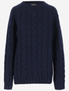 Howlin' Pure Wool Cable-knit Crewneck Sweater In Blue